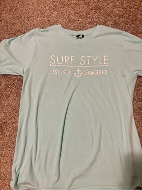 surf style Light Aqua Graphic Short Sleeve Tee